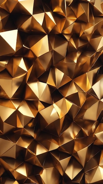 Abstract background with geometric polygonal golden shape render