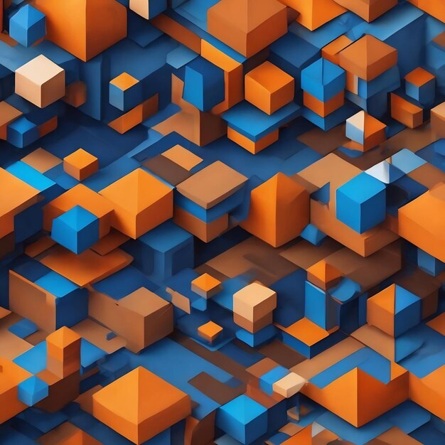 Abstract background with geometric shapes in blue orange and brown colors