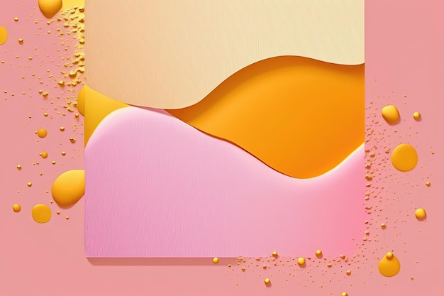 Abstract background with geometric shapes pink yellow and gold colors 3D