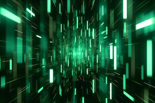 Abstract background with glowing green lines