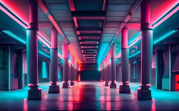 Foto sfondio astratto con spazio per uffici luminoso al neon