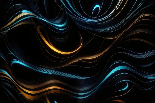 abstract background with a glowing wavy pattern on a black background