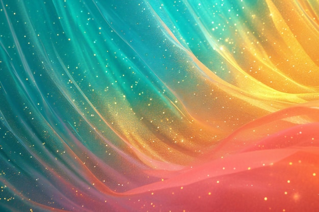 Photo abstract background with a glowing wavy pattern and glittering stars