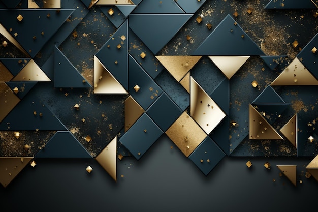 abstract background with gold and black triangles on a black background