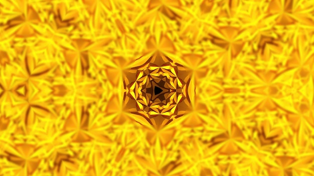 Abstract background with gold kaleidoscope 3d render