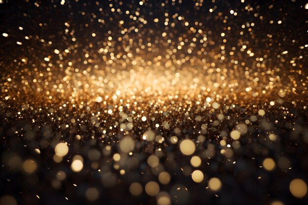 Фото Абстрактный фон с золотыми частицами рождество золотой свет сияет частицы праздничная концепция