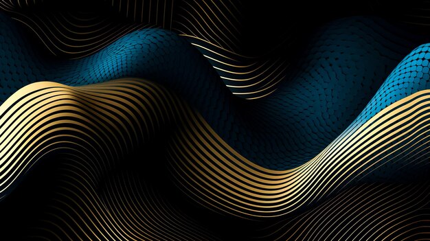 Abstract background with golden and blue lines generative ai