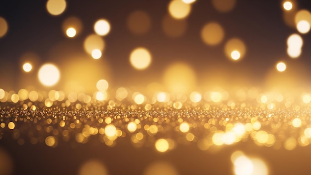 Abstract background with golden bokeh lights