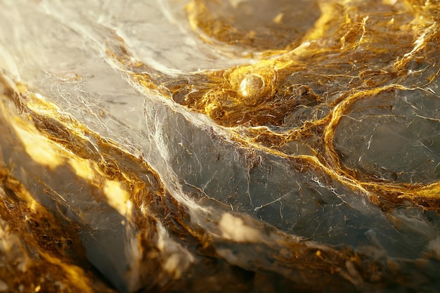 Abstract background with golden waves on marble