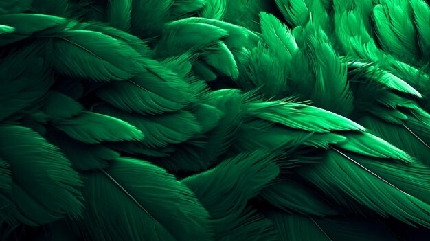 Abstract background with green feathers generative ai