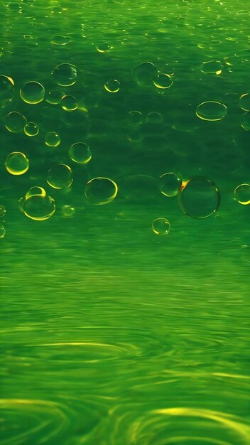 Photo abstract background with green oil circles on the water
