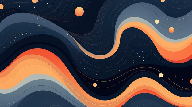 Abstract background with handdrawn wavy lines and dots Vector illustratio