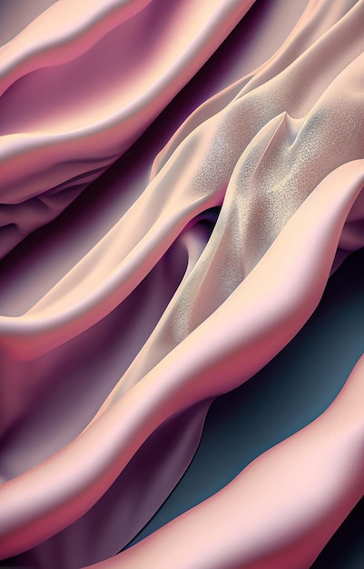 Абстрактный фон с гиперреалистичным золотым розовым фиолетовым синим 3D Wave Fabric Generative AI