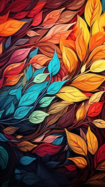 Abstract background with leaf and floral ornaments colorful and vivid