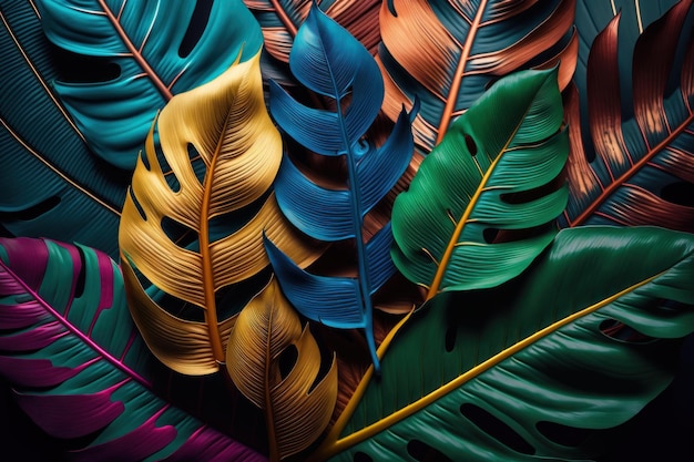 Abstract background with leaves tropical foliage Generative AI