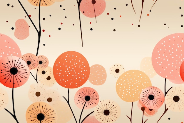 an abstract background with lots of flowers and dots