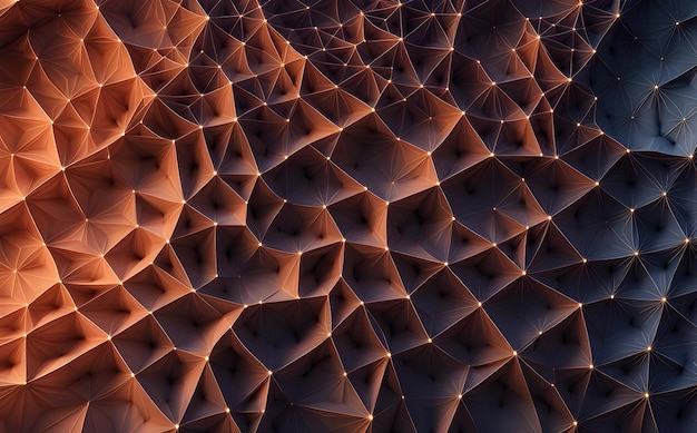 abstract background with low poly design with connecting lines and dots 3d realistic render