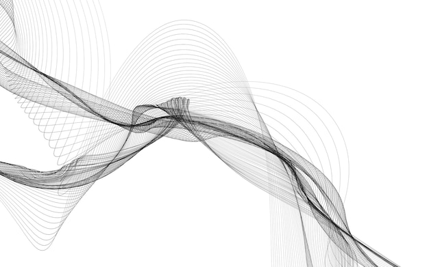 Фото Абстрактный фон с монохромными волновыми линиями на белом фоне. фон современной технологии.