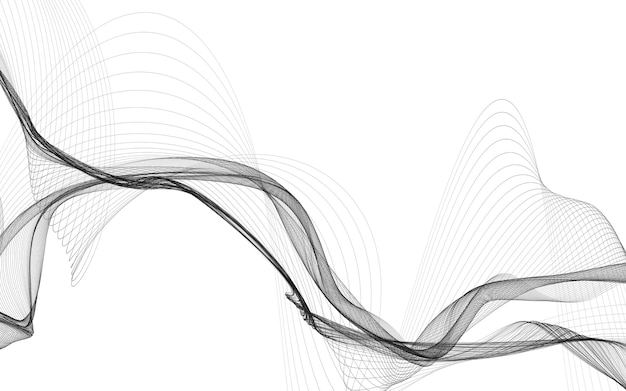 白い背景の上のモノクロの波線と抽象的な背景。現代の技術の背景。
