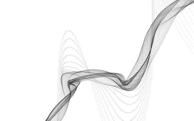 白い背景の上のモノクロの波線と抽象的な背景。現代の技術の背景。