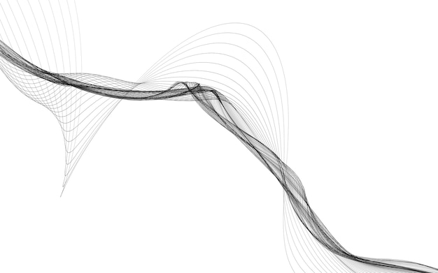白い背景の上のモノクロの波線と抽象的な背景。現代の技術の背景。
