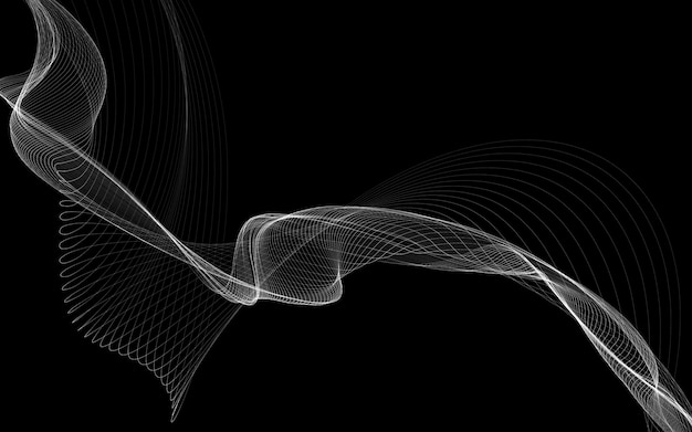 Abstract background with monochrome wave lines on white background. Modern technology background.