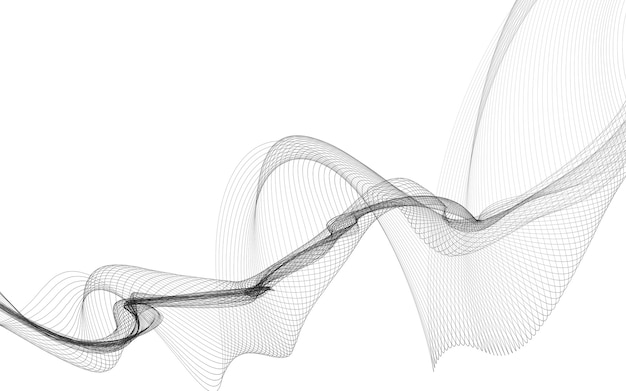 モノクロ ウェーブ ラインと抽象的な背景