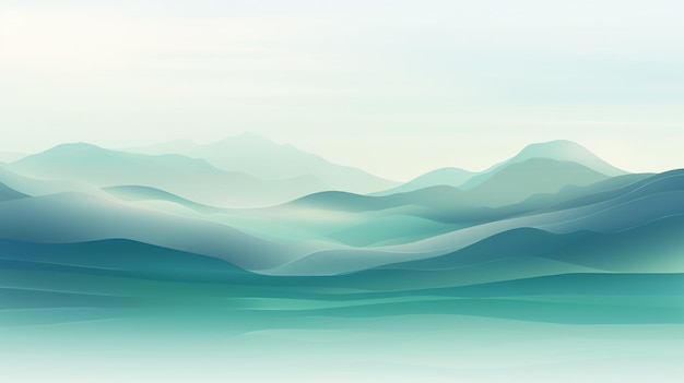 an abstract background with mountains and sky behind in the style of light cyan and light beige realistic seascapes soft mist