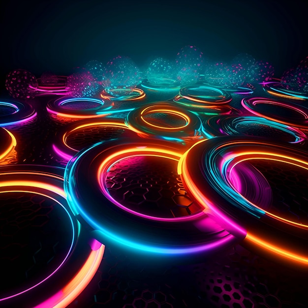 Abstract background with neon lights 3d render computer generated