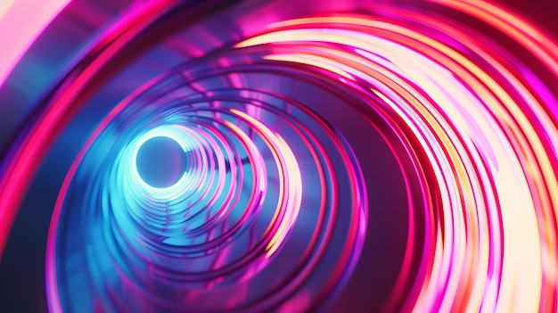 abstract background with neon lights Circular tunnel