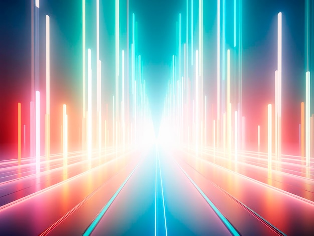 Abstract background with neon lights and road generative ai