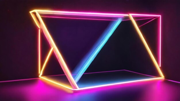 Abstract background with neon triangle