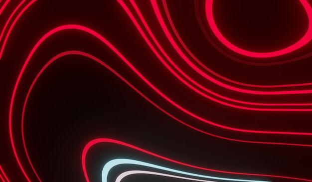 Sfondo astratto con onde al neon, rendering 3d.