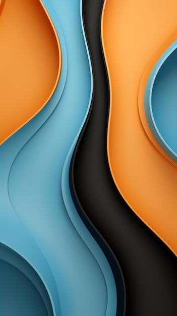 オレンジ色の青と黒の波を持つ抽象的な背景
