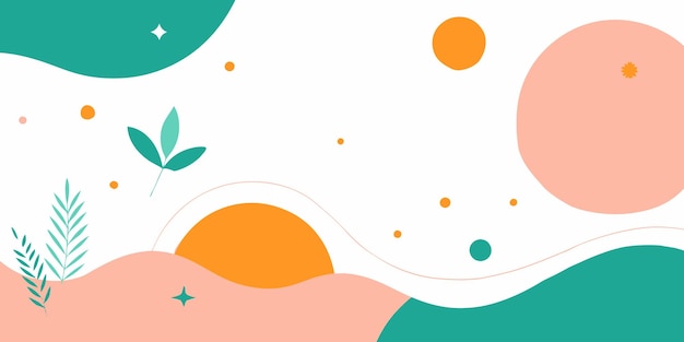 Abstract background with organic shapes and tropical colors creating a modern and minimalist design