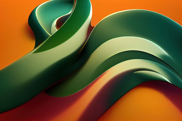 Abstract background with paint green and orange waves