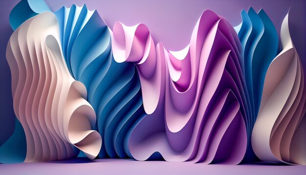 Abstract background with paper cut shapes in blue and pink colors Generative AI