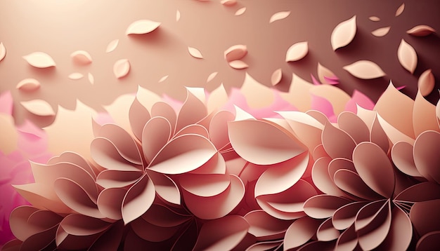 Abstract background with paper pink flowers