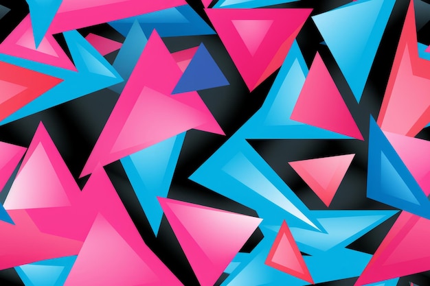 an abstract background with pink blue and black triangles