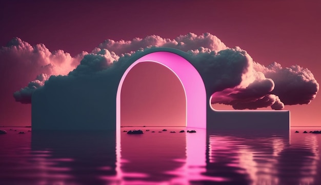 Abstract background with pink cloud generative Ai