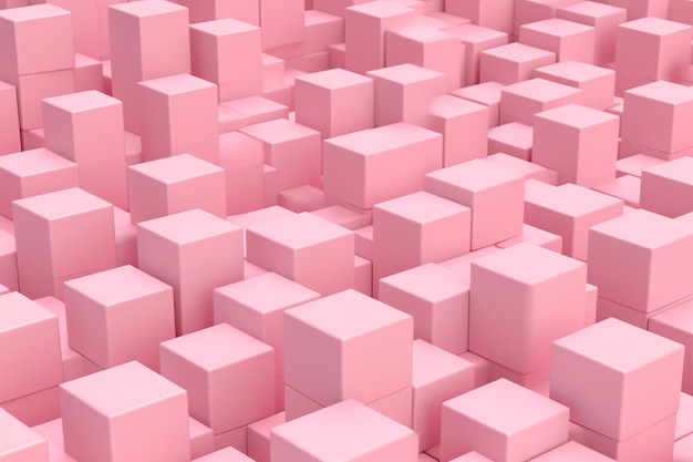 Abstract background with pink cubes Square composition