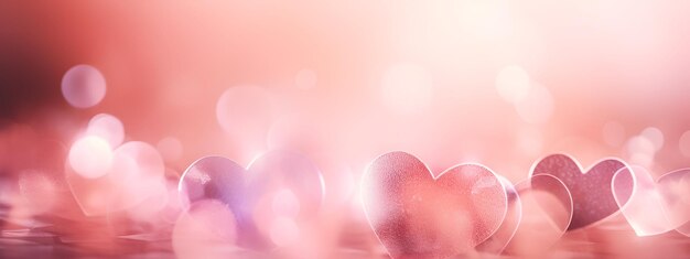 Abstract background with pink hearts bokeh pink rose gradient Valentine's day and mother's day concept banner AI generated