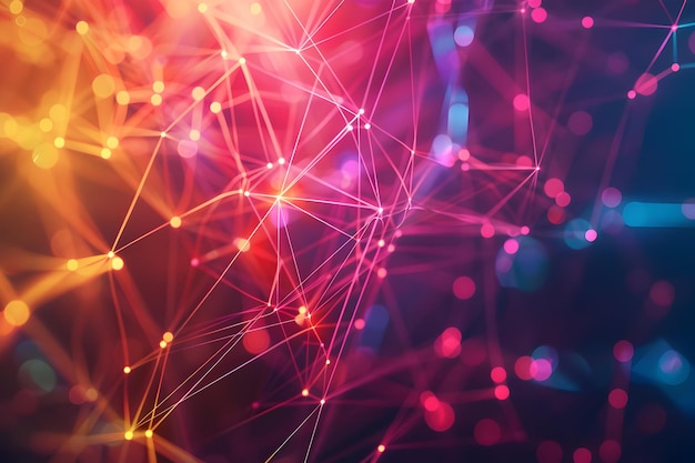 Abstract Background with Pink and Yellow Lines and Bokeh