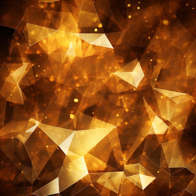 abstract background with polygonal shapes and gold lights generative ai