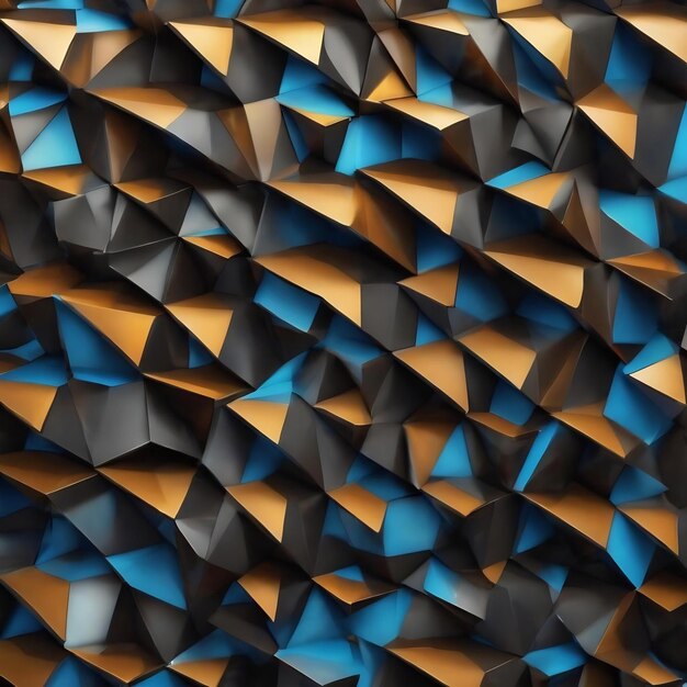 Abstract background with pyramids of black repeating hexagons with blue edges