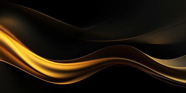 Abstract background with realistic golden black wavy fluid shape Interwined stripes Generative AI