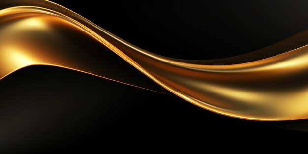 Photo abstract background with realistic golden black wavy fluid shape interwined stripes generative ai