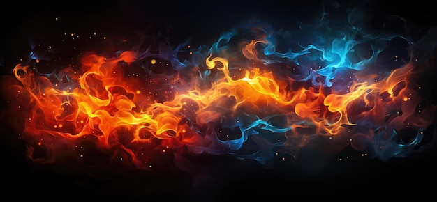 abstract background with red and blue flames of fire