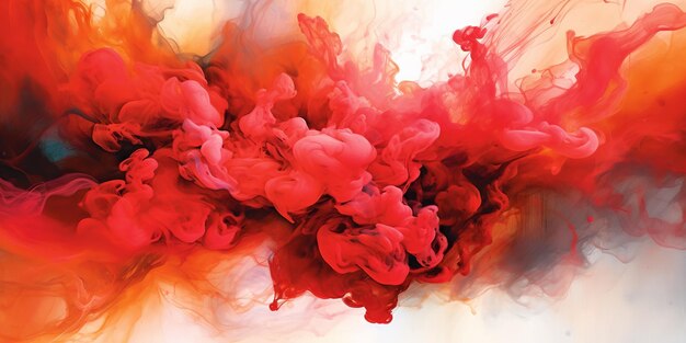 Abstract background with red smoke swirls watercolor ink paint cloud generative ai