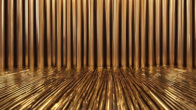 Abstract background with round cylinders with golden round lines 3d rendering